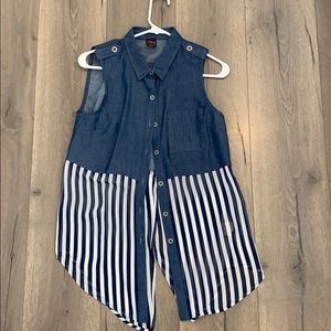 Tank Top with Blue and White Striped Bottom